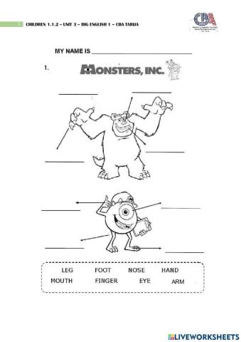 Body parts with monsters inc