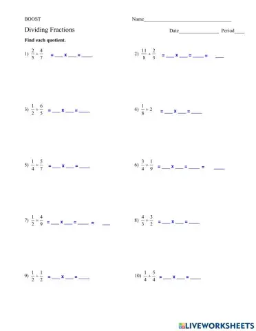 BOOST Dividing Fractions
