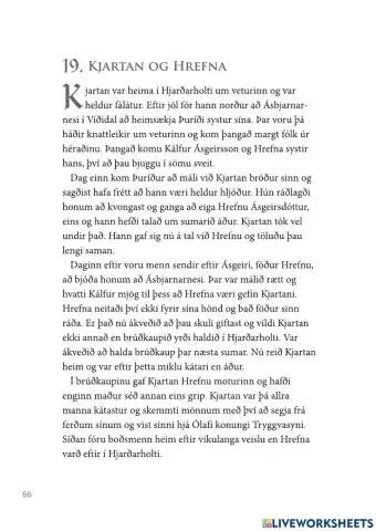 Laxdæla: hlustun, bls. 66