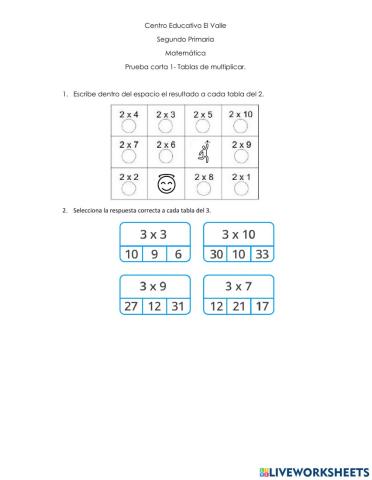 Tablas de multiplicar