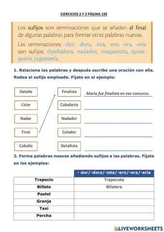 Lengua 3º los sufijos