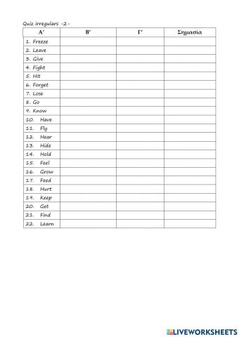 Test irregular verbs -2-