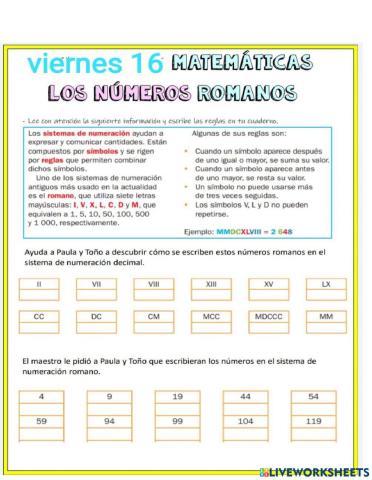 Viernes 16 abril  matemáticas