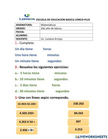 Evalucion de mate tercero