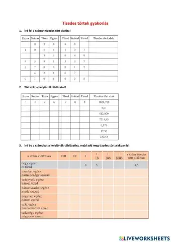 Tizedes törtek alapok 5.