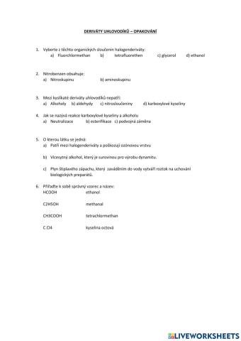 Deriváty uhlovodíků