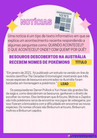 Notícia - explorando o gênero.