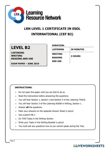LRN B2 JUNE 2019 TEST