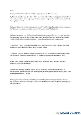 The shape of the next world-wide conflict is taking place in front of your eyes'