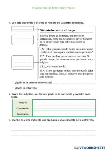 Comprueba lo aprendido tema 9