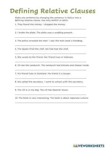 Defining relative clauses