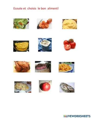 Ecoute  et trouve  l' aliment!
