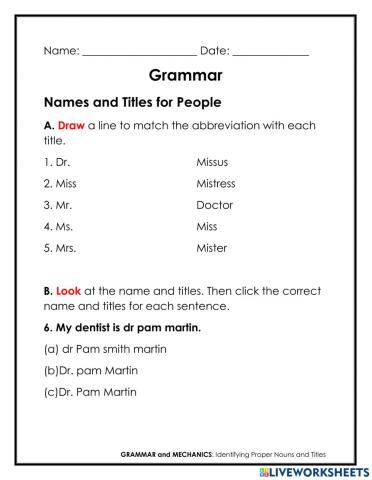 Names and Titles for People