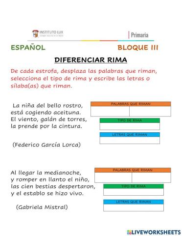 Diferenciar rimas