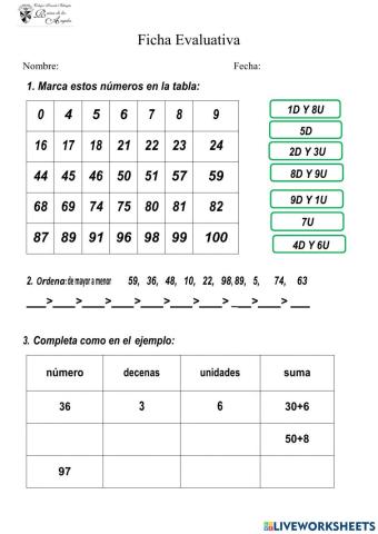 Descomposición de números hasta 99