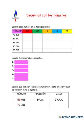 Numeración hasta decenas de mil