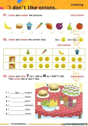 PRESENT SIMPLE - LISTENING - I like food - A1 - 05