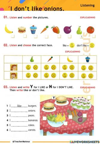 PRESENT SIMPLE - LISTENING - I like food - A1 - 05