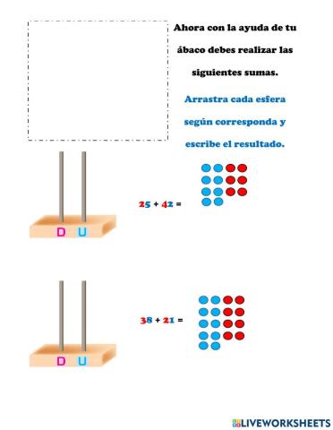 Suma de dos cifras con ábaco