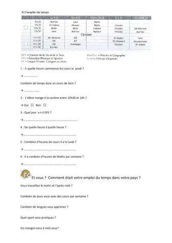 Emploi de temps