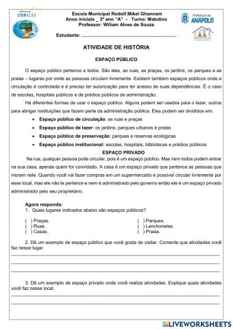 Espaços públicos e privados