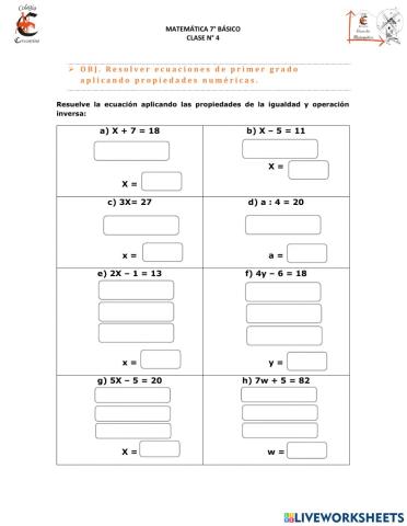 Ecuaciones de primer grado con una incógnita