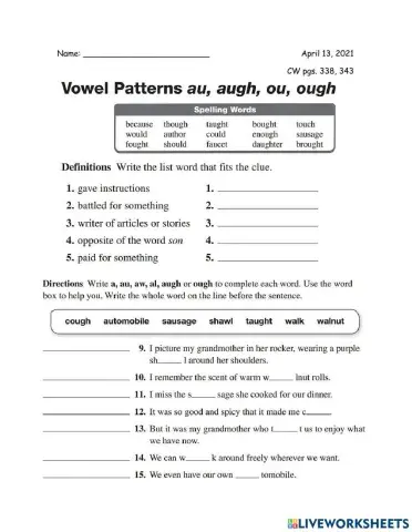 English 3rd CW 04-13