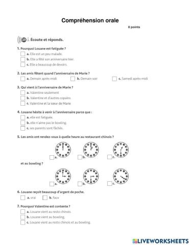 Mes potes à moi Leçon 3 - Compréhension orale