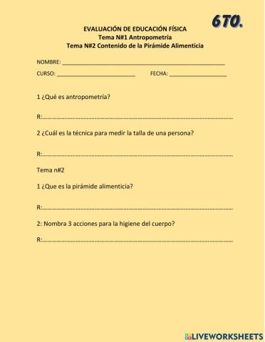 Evaluación educación física