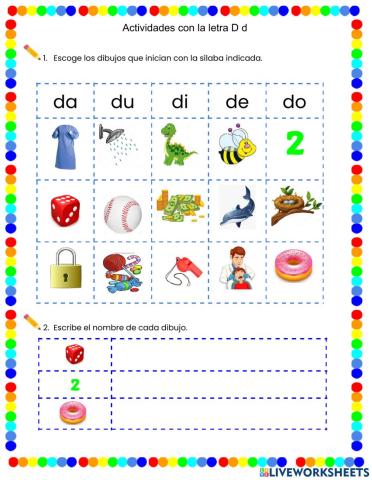 Letra D d : Identificar y escribir