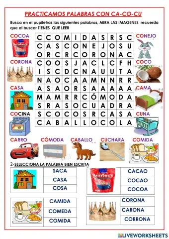 Pallabras con ca-co-cu