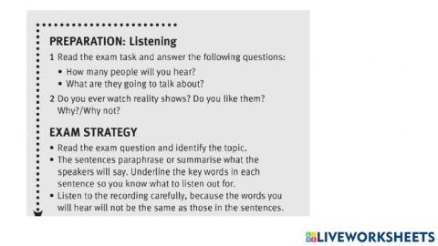 Listening Reality show opinion