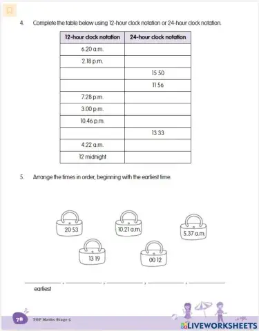 TIME worksheet 3