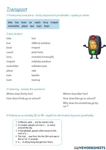 Transport - Travelling - reading and listening