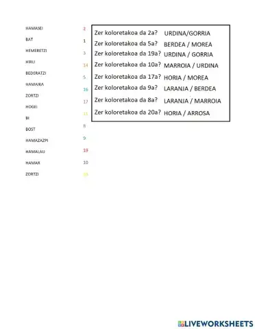 Zenbakiak eta koloreak