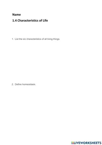 1.4 Characteristics of Life
