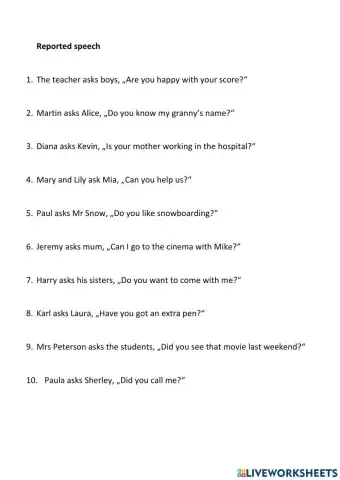 Reported cpeech, if...