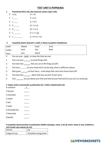 English Class A2+ Unit 6