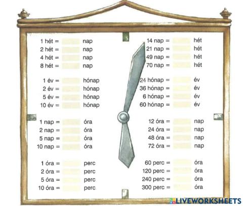 Időmérés - átváltás