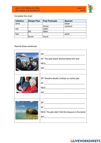 3rd cycle. unit 8. 004 irregular verbs worksheet iii