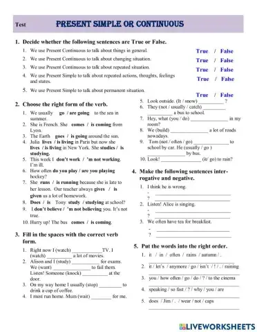 Present Simple or Continuous