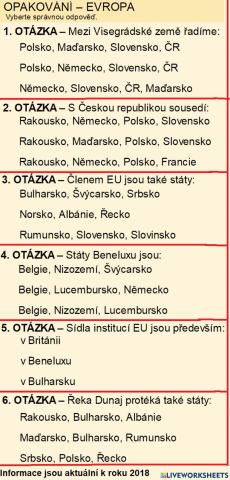 ZE - 8.ročník - OPAKOVÁNÍ - EVROPA