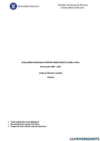 Test de antrenament. 6