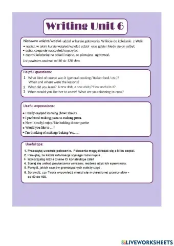 Writing unit 6