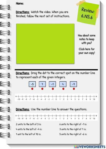 Review: Integers and the Number Line