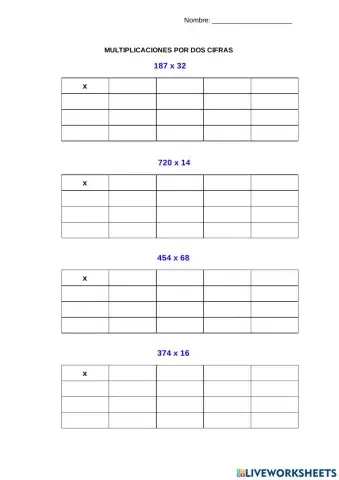 Multiplicaciones dos cifras