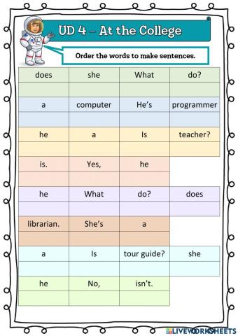 5º UD 4 - At the College Ficha 3