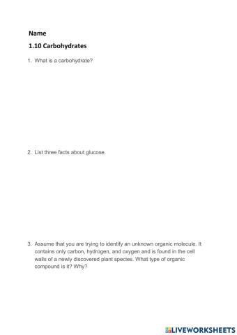 1.10 Carbohydrates