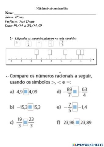 Revisão de matemática 1ºbimestre