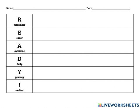 READY writing activity